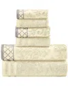 Modern Threads Embellished Border Damask Jacquard Towel 6-piece Set In Yellow