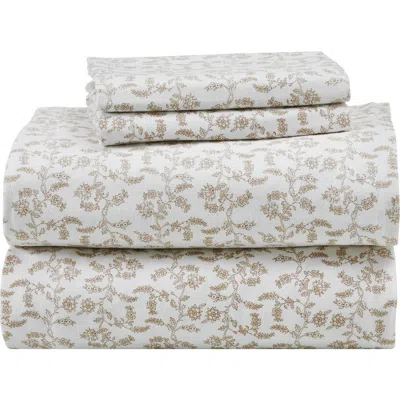 Modern Threads Cotton Flannel Sheet Set In White/taupe