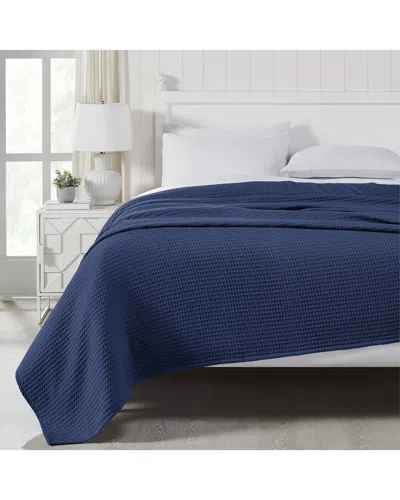Modern Threads Cotton Waffle Thermal Blanket In Blue