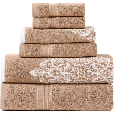 Modern Threads Damask 6-piece Towel Set In Tuscany