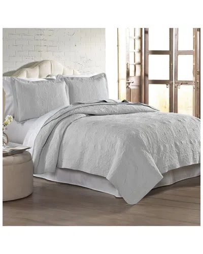 Modern Threads Embroidered Quilt Set In Gray