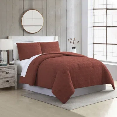 Modern Threads Ethos Clipped Jacquard Quilt Set In Brick