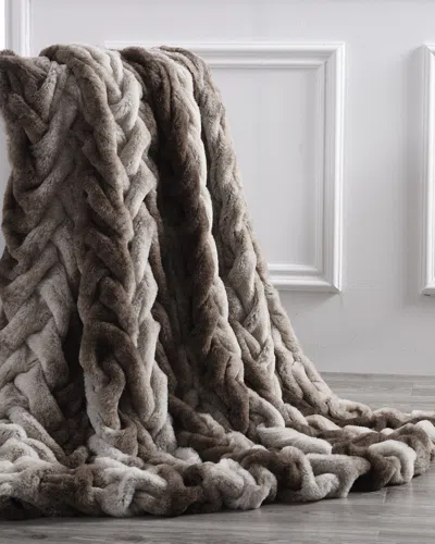 Modern Threads Faux Fur Braided Reverse To Micro Mink Throw In Multi