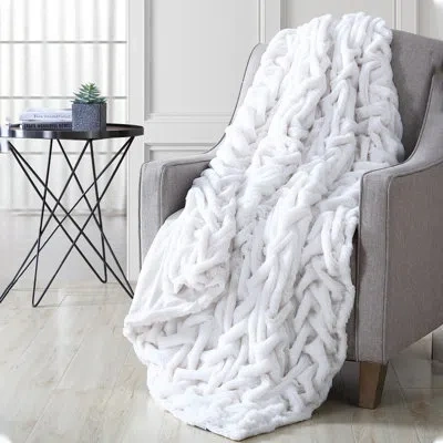 Modern Threads Faux Fur Reverse To Flannel Oversized Braided Throw In Off White