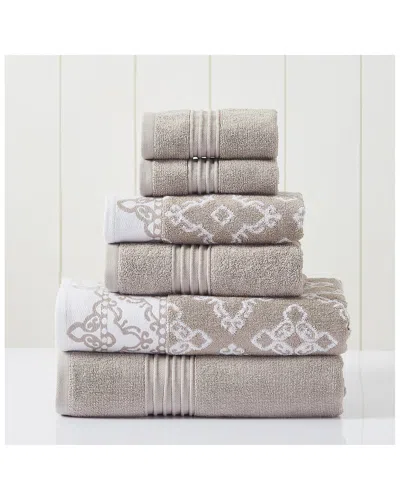 MODERN THREADS MODERN THREADS FAWN 6PC CHARLIZE JACQUARD/SOLID TOWEL SET