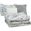 Modern Threads Floral Print Microfiber 5-piece Comforter Set In Gray