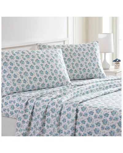 Modern Threads Forever Roses Printed 4pc Sheet Set In Blue