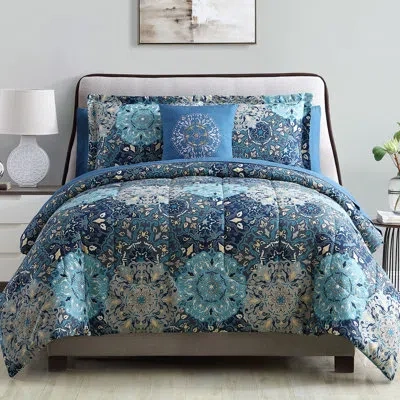 Modern Threads - Granada Collection Comforter Set - Reversible Microfiber - Elegant Printed 8-piece Bed Set - Inclu In Multi-colored