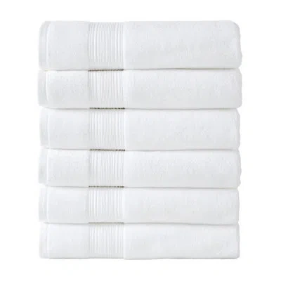 Modern Threads Hotel Collection 6-pack 100% Ring Spun Cotton, Highly Absorbent Quick Drying Bath Towel Set, White