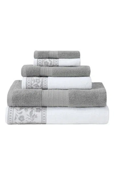 Modern Threads Allie Jacquard Border 6pc Towel Set In Gray