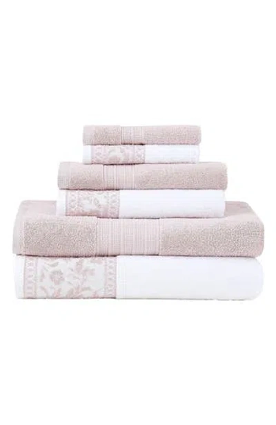 Modern Threads Allie Jacquard Border 6pc Towel Set In Pink