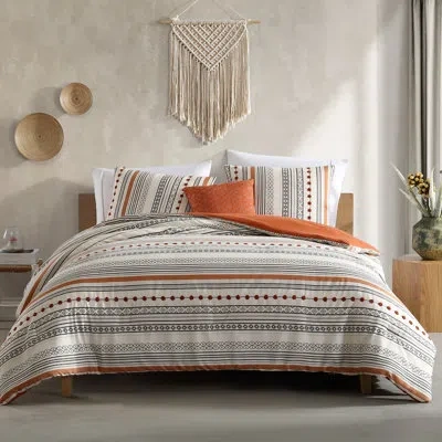 Modern Threads - Layne Collection 4-piece Comforter Set - Reversible Elegant Bed Set - Includes Comforter, Shams, & In Beige,orange
