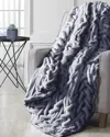 Modern Threads Luxury Braided Faux Fur Reverse To Flannel Throw Blanket In Grey