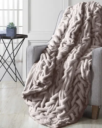 Modern Threads Luxury Braided Faux Fur Throw In Tan