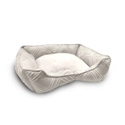 Modern Threads - Luxury Dog Bed - Clipped Jacquard Cuddler For Small To Medium Dogs - Machine Washable - Pamper You In Beige