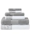 Modern Threads Allie Jacquard Border 6pc Towel Set In Gray