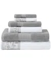 Modern Threads Allie Jacquard Border 6pc Towel Set In Grey