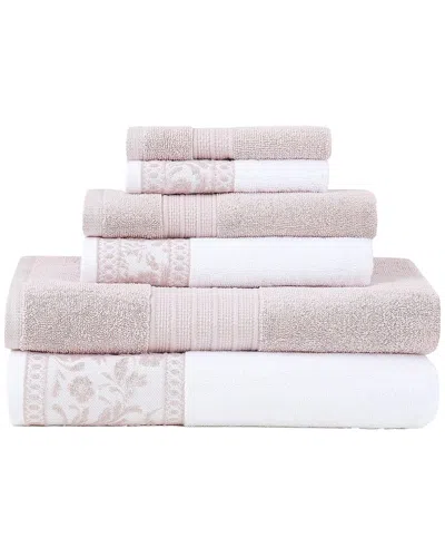 Modern Threads Allie Jacquard Border 6pc Towel Set In Pink