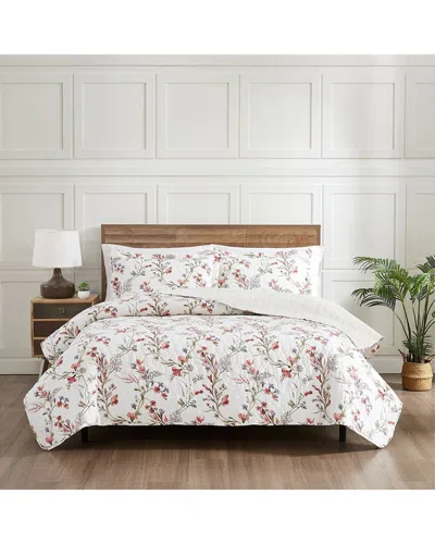 Modern Threads Ariana Floral Stripe Quilt Set In Pink