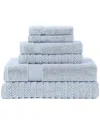 Modern Threads Zero Twist Otis Jacquard 6pc Towel Set In Blue