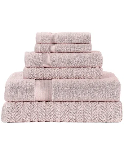 Modern Threads Zero Twist Otis Jacquard 6pc Towel Set In Pink