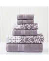 Modern Threads Orchid 6pc Monore Jacquard/solid Towel Set