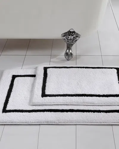Modern Threads Reversible Contrast Stripe Bath Mat Set In White
