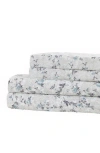 Modern Threads Rose Print Microfiber Sheet Set In Blue