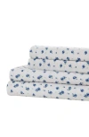 Modern Threads Rose Print Microfiber Sheet Set In Blueberry
