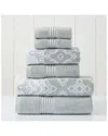 Modern Threads Sage 6pc Charlize Jacquard/solid Towel Set