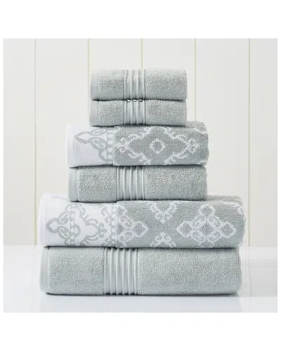 Modern Threads Sage 6pc Charlize Jacquard/solid Towel Set