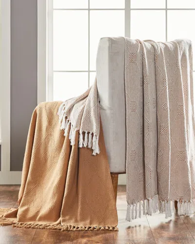 Modern Threads Set Of 2 Chester 100% Cotton Throws In Cinnamon