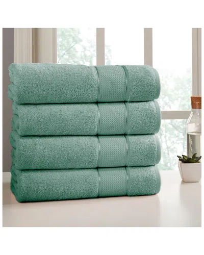 Modern Threads 4-pack Spunloft Bath Sheet In Green