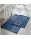 Modern Threads Solid Loop With Non-slip Backing Bath Mat Set In Blue