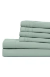 Modern Threads Solid Microfiber Deep Pocket 6-piece Sheet Set In Aloe