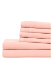 Modern Threads Solid Microfiber Deep Pocket 6-piece Sheet Set In Cloud Pink