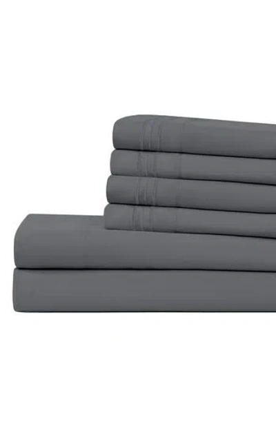 Modern Threads Solid Microfiber Deep Pocket 6-piece Sheet Set In Gray