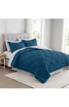 Modern Threads Solid Reversible 7-piece Comforter Set In Navy