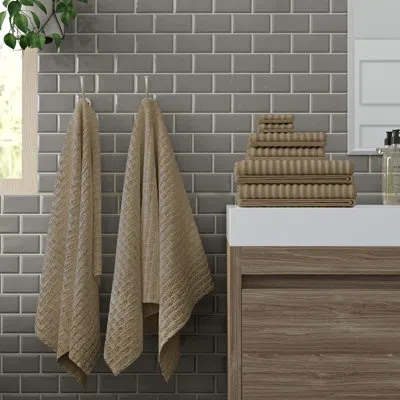 Modern Threads Spa Collection 6-piece Ultra Soft Quick-dry 550gsm 100% Combed Cotton Wavy Towel Set In Taupe