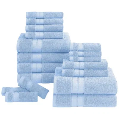 Modern Threads - Spun Loft 18-piece 100% Combed Cotton Towel Set - Bath Towels, Hand Towels, & Washcloths - Super A In Blue