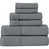 Modern Threads Waffle Rib 6-piece Towel Set In Carbon