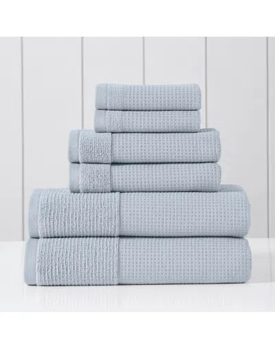 Modern Threads Waffle-rib 6pc Towel Set In Blue