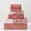 Modern Threads Yarn Dyed Jacquard/solid Towel 6-piece Set In Clay