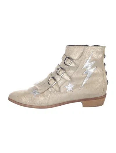 Pre-owned Modern Vice Vintage Suede Combat Boots In Neutral
