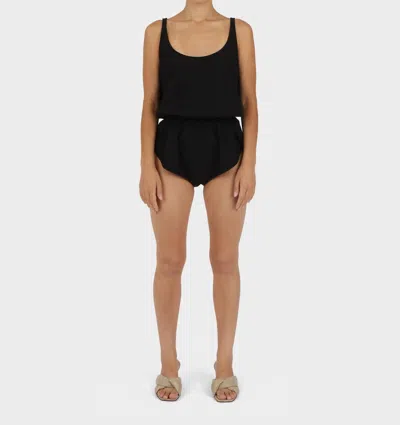 Modern Weaving Parchment Poplin Bodysuit In Black
