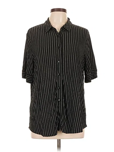 Pre-owned Modern Works 3/4 Sleeve Button Down Shirt In Black