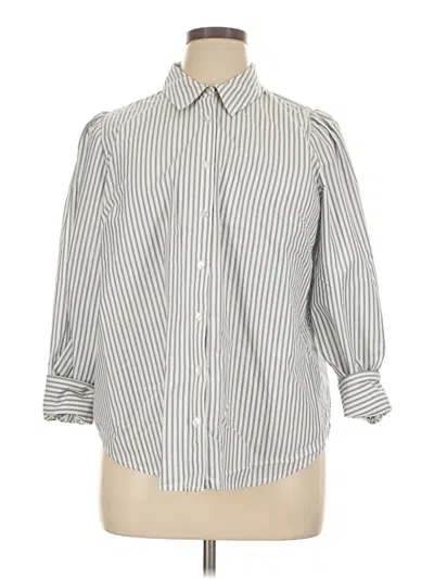 Pre-owned Modern Works 3/4 Sleeve Button Down Shirt In Gray
