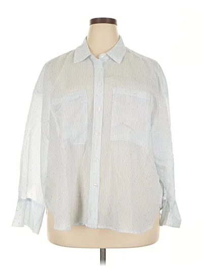 Pre-owned Modern Works 3/4 Sleeve Button Down Shirt In Silver