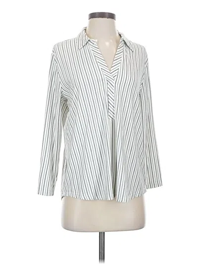 Pre-owned Modern Works 3/4 Sleeve Button Down Shirt In White