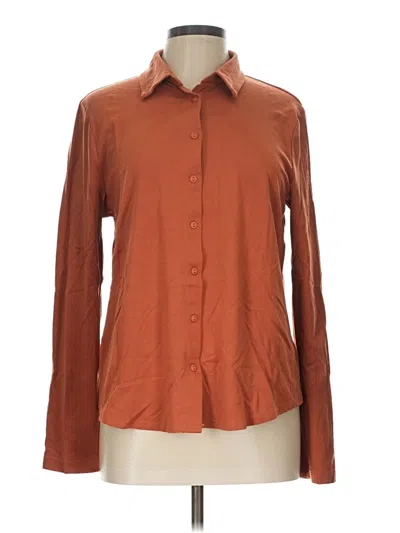 Pre-owned Modern Works Long Sleeve Blouse In Brown